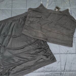 Black Mesh Two-Piece Set